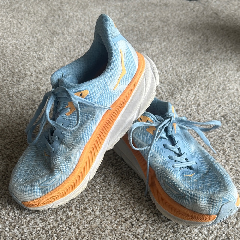 Hoka Blue and Orange Athletic Shoes